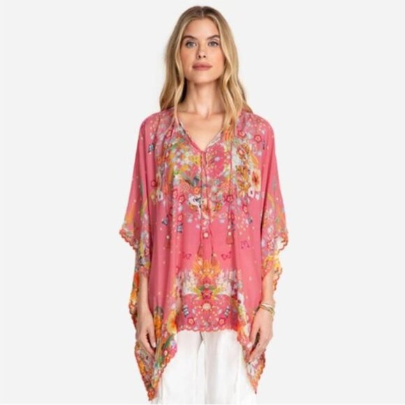 Johnny Was 100% Silk Nephi Loose Fit Poncho Top - Picture 3 of 10